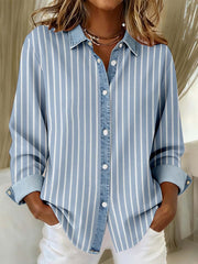 Women's Striped Pattern Patchwork Art Shirt