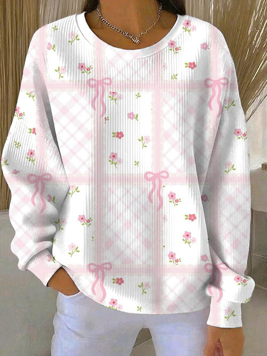 Women's Breast Cancer Pink Print Casual Sweatshirt