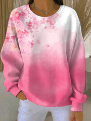 Women's Breast Cancer Pink Print Casual Sweatshirt