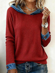 Women's Fashion Denim Patchwork Hoodie