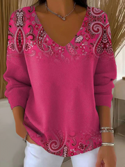 Women's Breast Cancer Awareness Paisley Print Casual Top