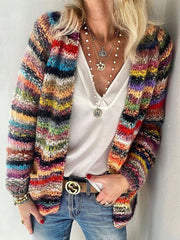 Women's Casual Knitted Stripes Cardigan