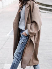 Women's Fashionable Casual Mid-Length Woolen Coat