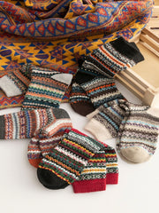 Men's Soft Warm Retro Rainbow Contrasting Socks(5 Pairs)