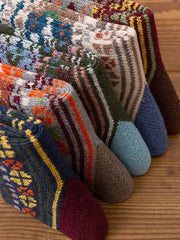 Men's Soft and Warm Retro Rainbow Contrast Socks (5 Pairs)