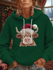 Men's Christmas Highland Cow Plush Hoodie
