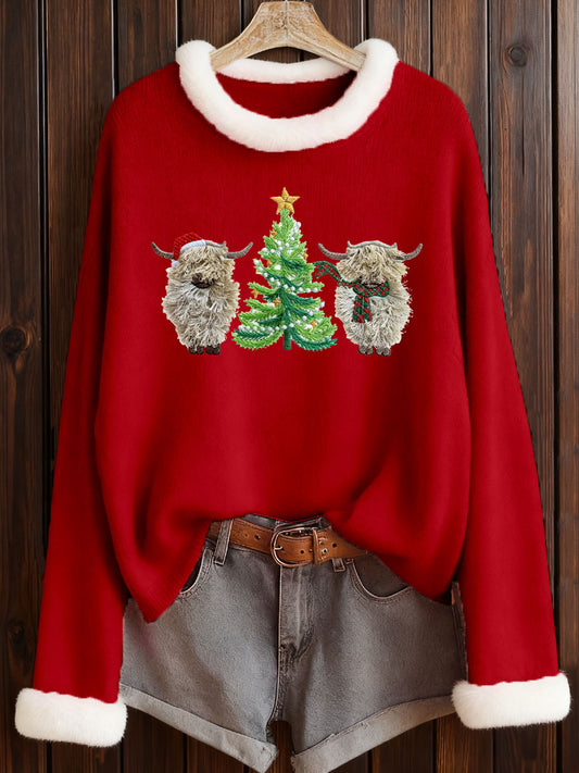 Women's Christmas Highland Cow Print Top