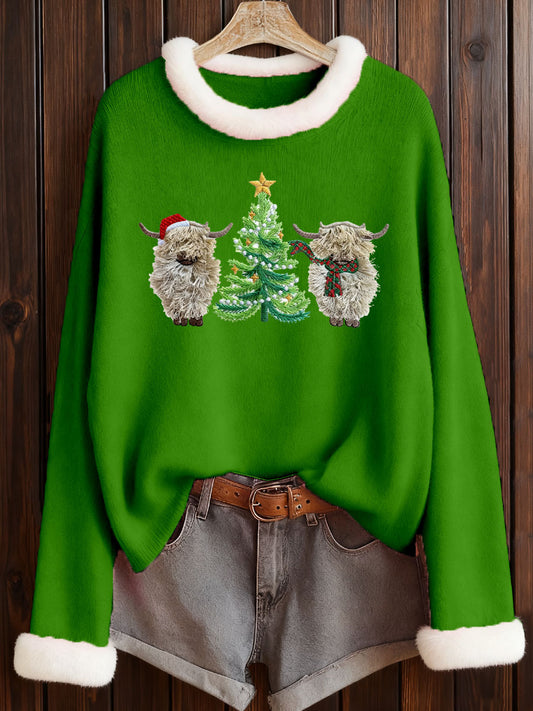 Women's Christmas Highland Cow Print Top