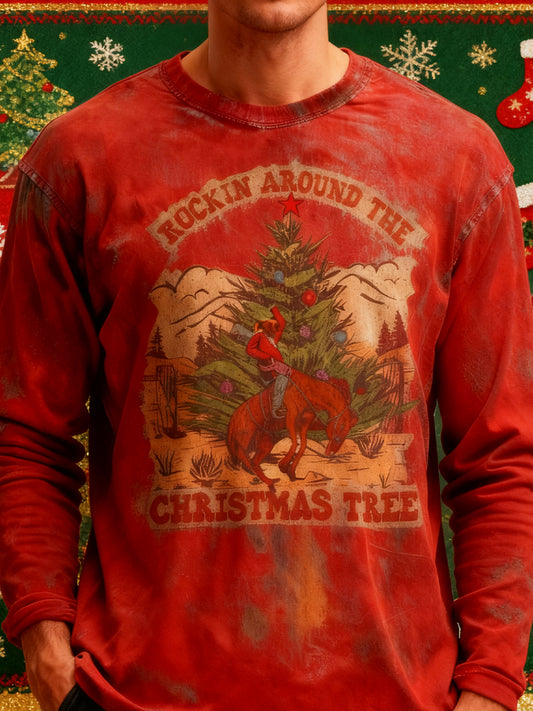 Men's Western Christmas Long Sleeve T-Shirt