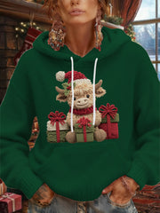 Men's Christmas Highland Cow Plush Hoodie
