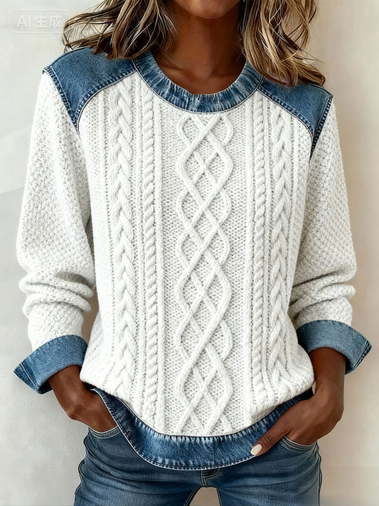 Women's Autumn and Winter Textured Printed Tops