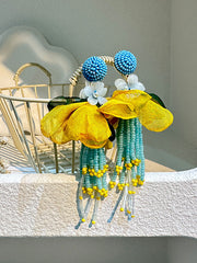 Women’s breast cancer pink floral earrings