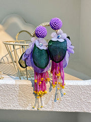 Women’s breast cancer pink floral earrings