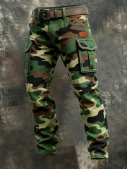Men's Vintage Camouflage Distressed Pocket Work Pants