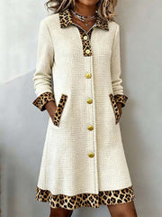 Women's Leopard Print Patchwork Cardigan Dress