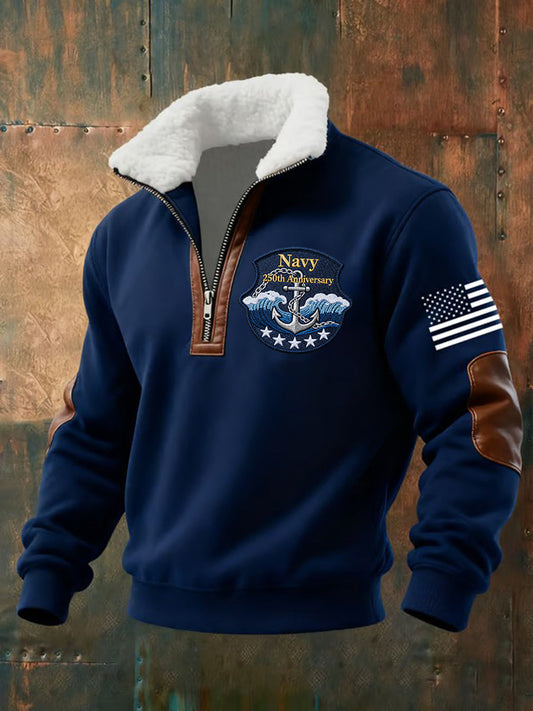 Men's Navy 250th Anniversary Printed zip-up hoodie
