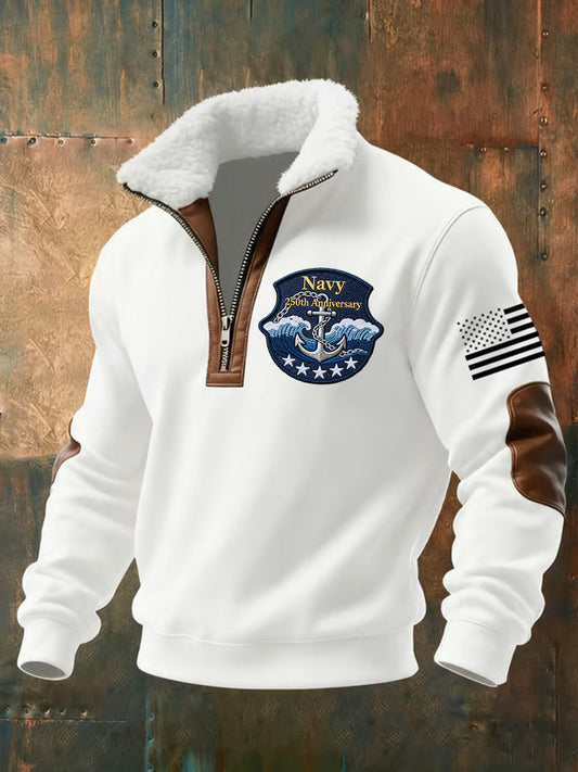 Men's Navy 250th Anniversary Printed zip-up hoodie