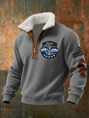 Men's Navy 250th Anniversary Printed zip-up hoodie