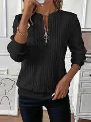 Women's Casual Cable Zipper Sweatshirt