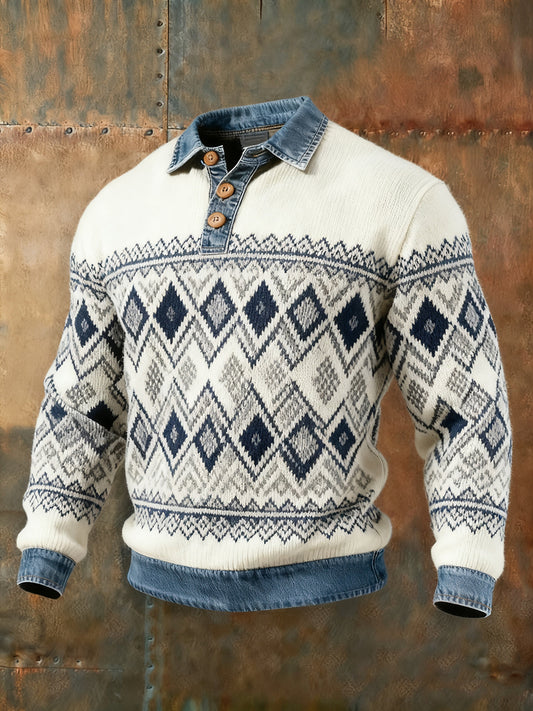 Men's Autumn and Winter Denim Collar Top