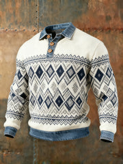 Men's Autumn and Winter Denim Collar Top