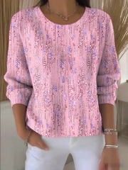 Women's Art Design Printed Knitted Long Sleeve Top