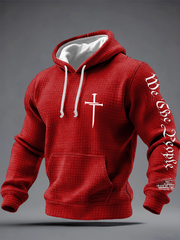 Men's Faith Print Checkered Cotton Hoodie