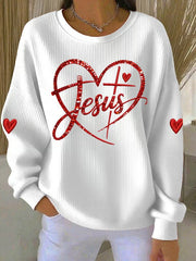 Women's Love Christian Cross Printed Sweatshirt