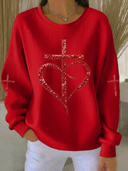 Women's Love Christian Cross Printed Sweatshirt