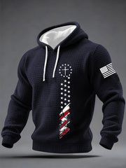 Men's Faith Cross Flag Checkered Cotton Hoodie