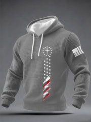 Men's Faith Cross Flag Checkered Cotton Hoodie