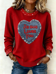 Women's Heart Print Casual Top