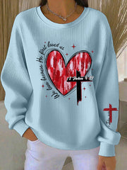 Women's Heart Cross Print Casual Sweatshirt
