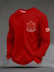 Men's CANADA Waffle Casual Print Sweatshirt