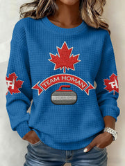 Women's Canadian Curling Print Casual Sweatshirt