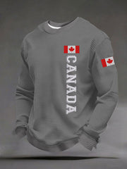 Men's CANADA Waffle Casual Print Sweatshirt