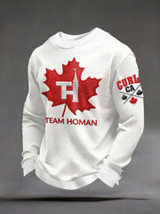 Men's Canadian Curling Waffle Print Casual Sweatshirt
