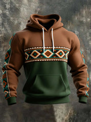 Men's Retro Western Aztec Print Casual Hoodie