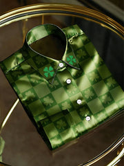 Men's Luxury Business Style ST.Partricks Day Shamrocks Art Printed Shirt