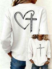 Women's Faith Cross Polyester Waisted Sweatshirt