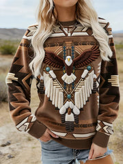 Women's Vintage Western Ethnic Cozy Flannel Sweatshirt