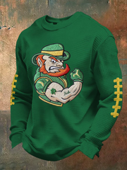 Men's Football Print Waffle Crewneck Sweatshirt