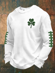 Men's Shamrock Football Print Waffle Crewneck Sweatshirt