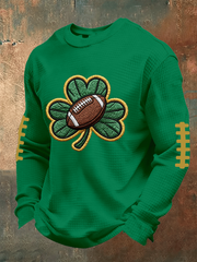 Men's Football Print Waffle Crewneck Sweatshirt