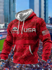 Men's USA Soccer Supporter Checkered Cotton Hoodie