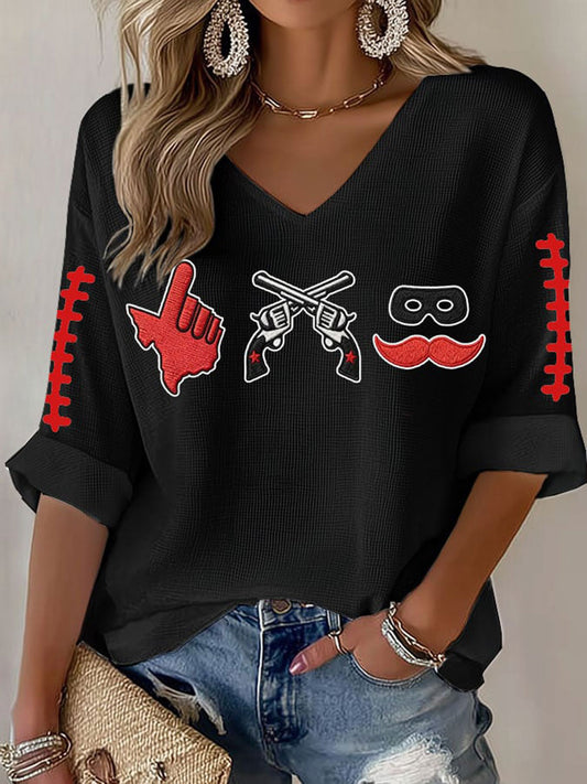 Women's Football Print Waffle T-shirt