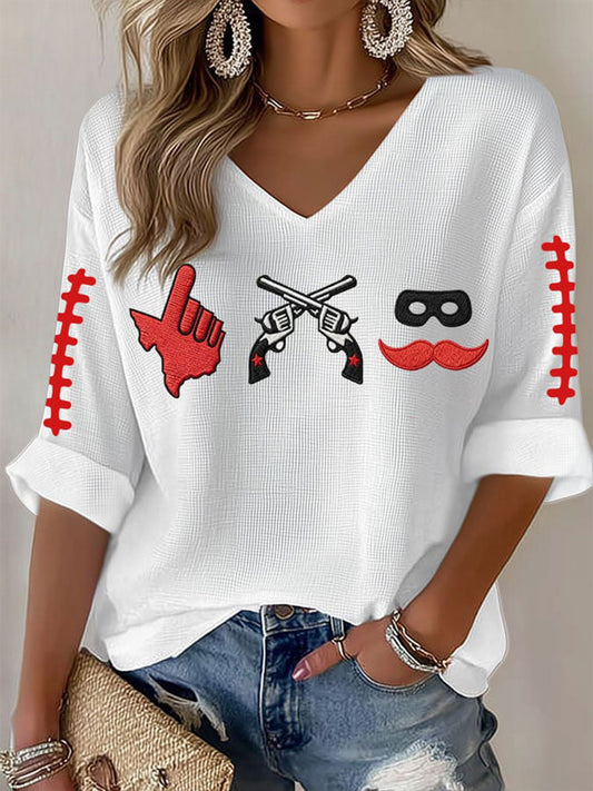 Women's Football Print Waffle T-shirt