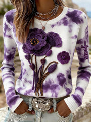 Women's Floral Cross Print Casual Top