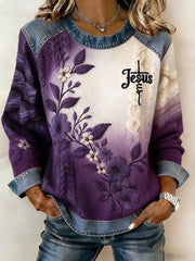 Women's Floral Cross Print Casual Top