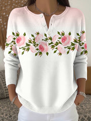 Women's Plants Flowers Print Knit Top